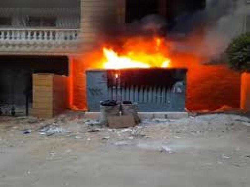 حريق  يتسبب فى انقطاع الكهرباء على قرى قها