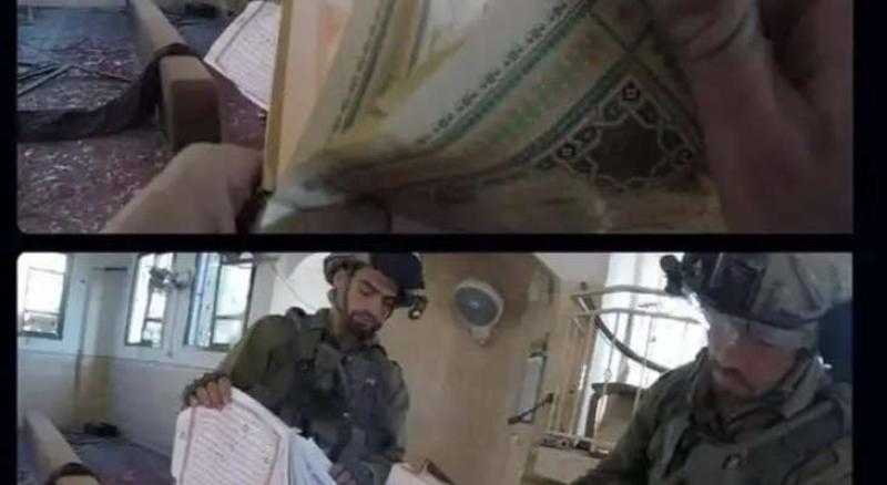 شاهد.. جيش الاحتلال يحرق نسخ من القرآن الكريم في مسجد بني صالح شمال غزة