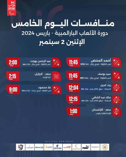 منافسات البعثة المصرية في بارالمبياد باريس