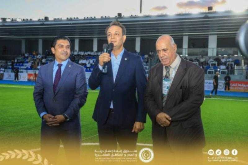 بلقاسم حفتر وأسامة حماد وأحمد سمير  يدشنون أكبر ملعب بالشرق الأوسط وبطلقون البطولة العربية للميني فوتبول بليبيا