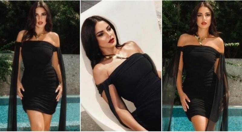 سعره 400 ألف جنيه.. درة بفستان أسود مكشوف