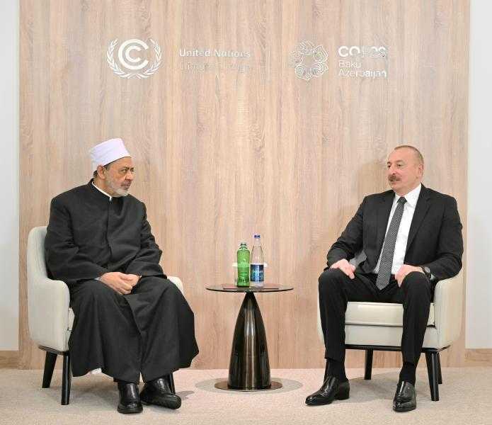 شيخ الأزهر والرئيس الأذربيجاني يؤكّدان ضرورة الحشد الدولي لوقف العدوان على غزة ولبنان