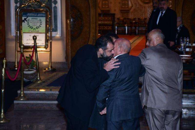 أحمد أمين ونور النبوي وشريف عرفة في عزاء الراحل نبيل الحلفاوي