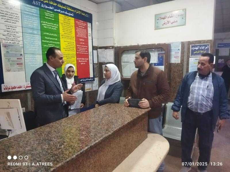جميعة يتأكد من رفع درجة الاستعداد القصوى بمستشفى فاقوس المركزي بالشرقية