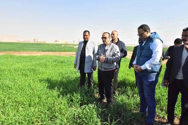 محافظ أسيوط يتفقد أعمال زراعة 150 فدانا من محصول القمح بمزرعة الوادي الأسيوطي