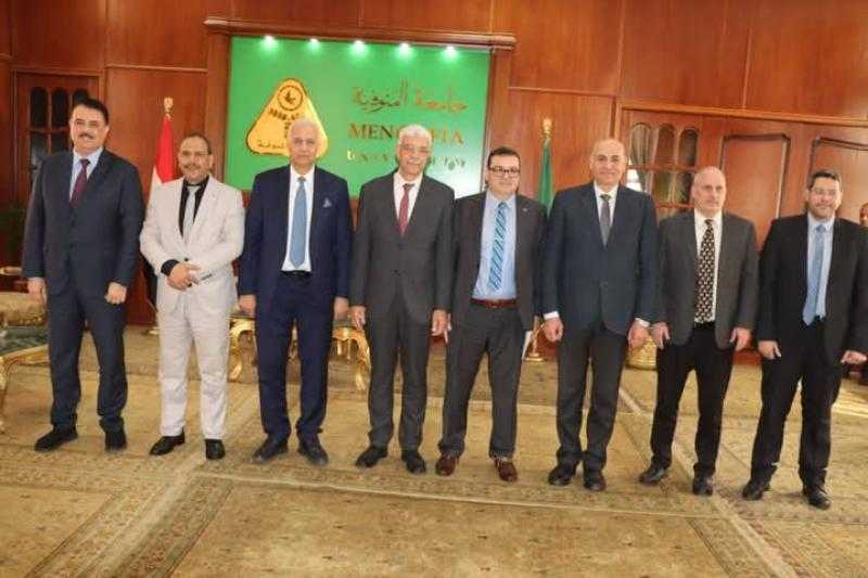 رئيس جامعة المنوفية يستقبل وفد جامعة لويفيل الأمريكية لبحث آفاق التعاون المشترك
