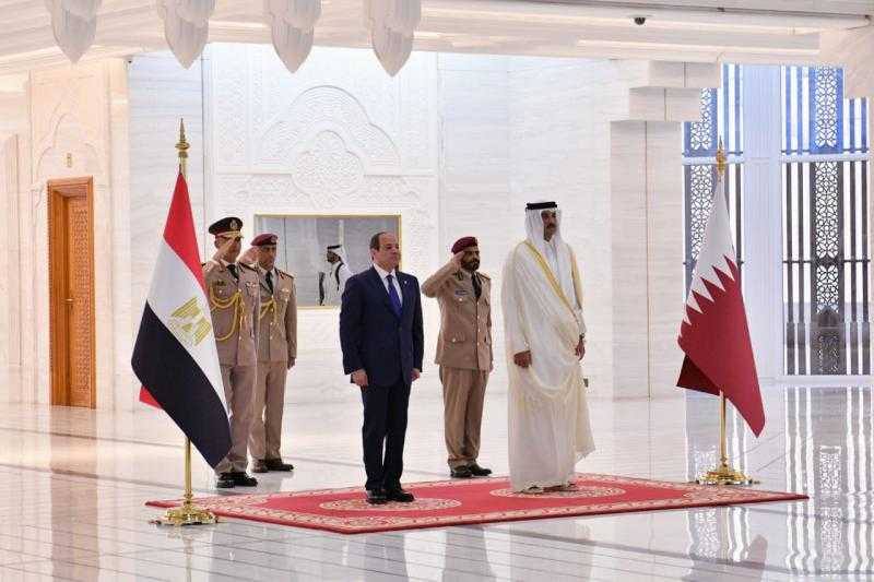 السيسي وأمير قطر  يؤكدان رفضهما القاطع لتهجير الفلسطينيين من أرضهم