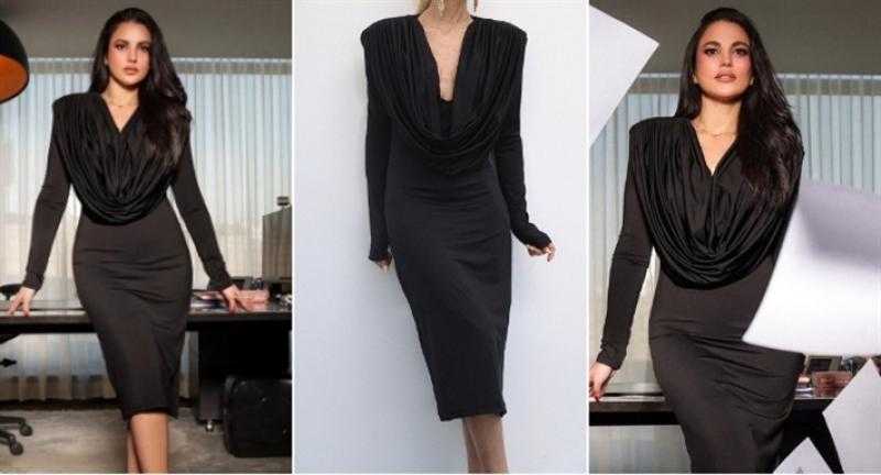 سعره 15 ألف جنيه..درة  بفستان أسود ضيق في أحدث ظهور لها