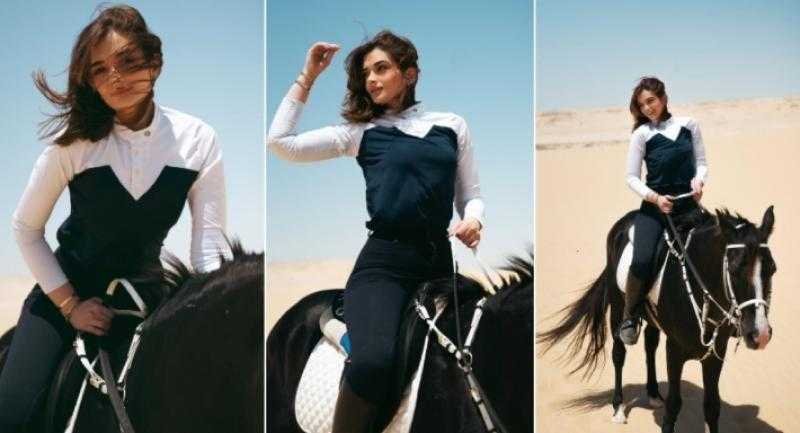 ملك أحمد زاهر بزي الفروسية في أحدث جلسة تصوير