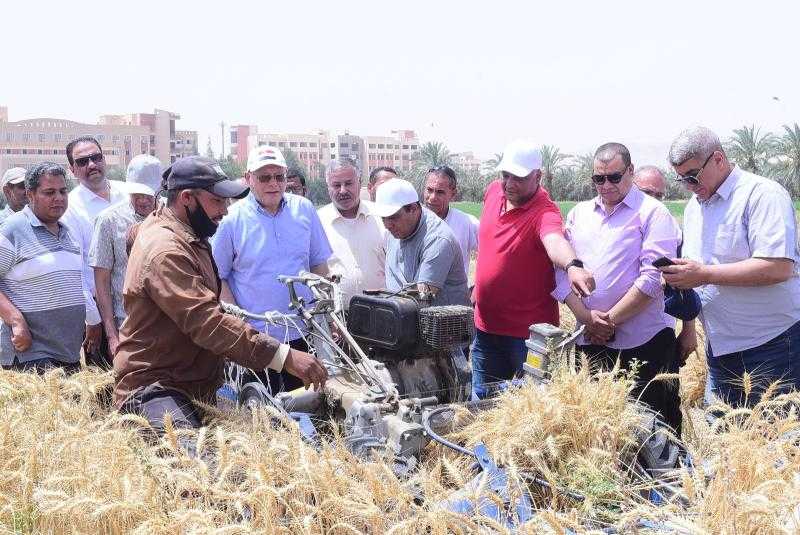 علي مساحة ٢٢ فدان .. النعماني يشهد بدء موسم حصاد تقاوي القمح بمزرعة جامعة سوهاج