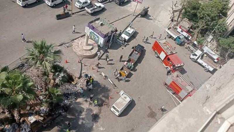 السيطرة على انفجار خط غاز بأول فيصل بعد اصطدام لودر.. دون إصابات|صور