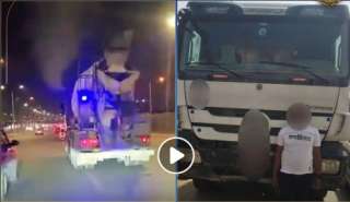 فيديو يقود الشرطة لضبط قائد سيارة نقل لسير برعونة فى التجمع الأول