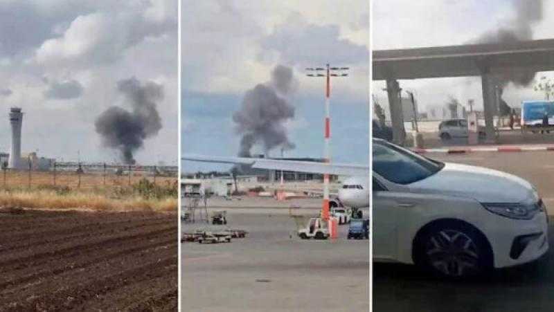 صدمة في إسرائيل.. الصاروخ اليمني يحدث حفرة بعمق 25 مترًا بمطار بن جوريون