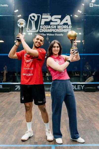 وزير الرياضة يهنئ نور الشربيني ومصطفى عسل بتتويجهما ببطولتي العالم للإسكواش