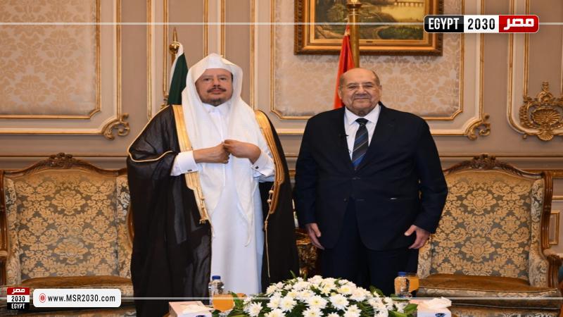 المستشار عبدالوهاب عبدالرازق رئيس مجلس الشيوخ يستقبل الشيخ عبدالله بن محمد بن إبراهيم آل الشيخ