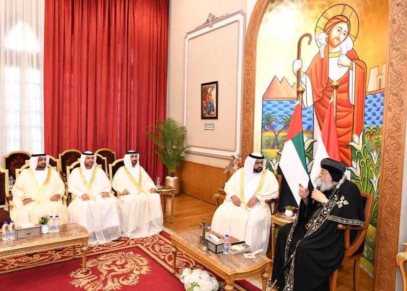 البابا تواضروس يستقبل ولي عهد إمارة الفُجَيْرة بالإمارات العربية المتحدة