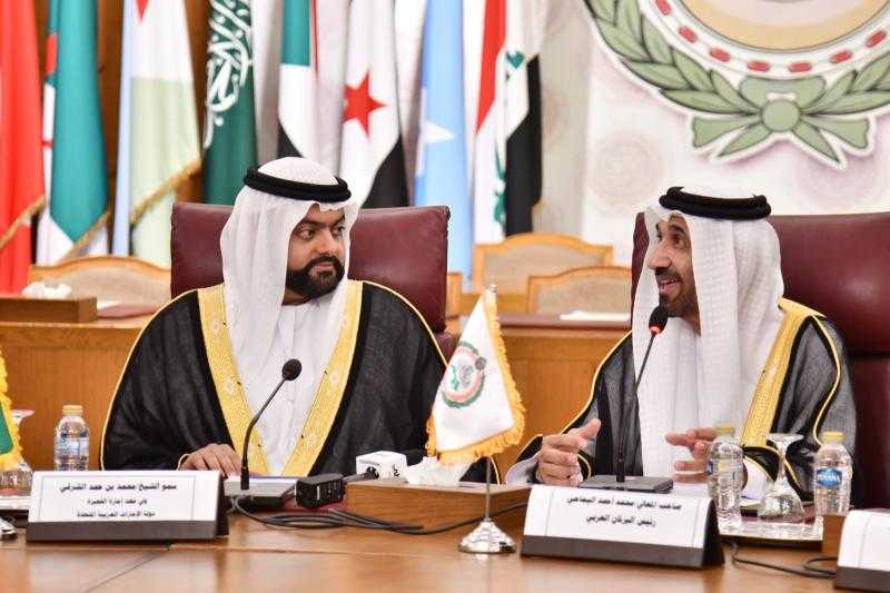 رئيس البرلمان العربي يستقبل ولي عهد الفجيرة بمناسبة تكريمه في اليوم العربي للاستدامة
