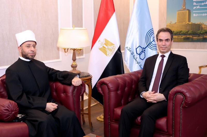 وزير الأوقاف في ماسبيرو لتسجيل ”حديث الروح” وبحث التعاون بين الوطنية للإعلام ووزارة الأوقاف