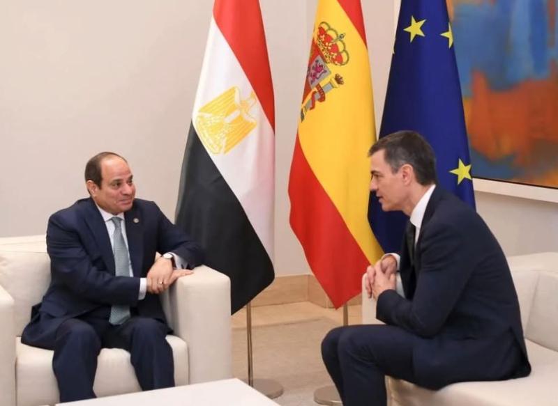 السيسي ورئيس وزراء إسبانيا يشددان على ضرورة الوقف الفوري لإطلاق النار  بغزة وإنفاذ المساعدات الإنسانية