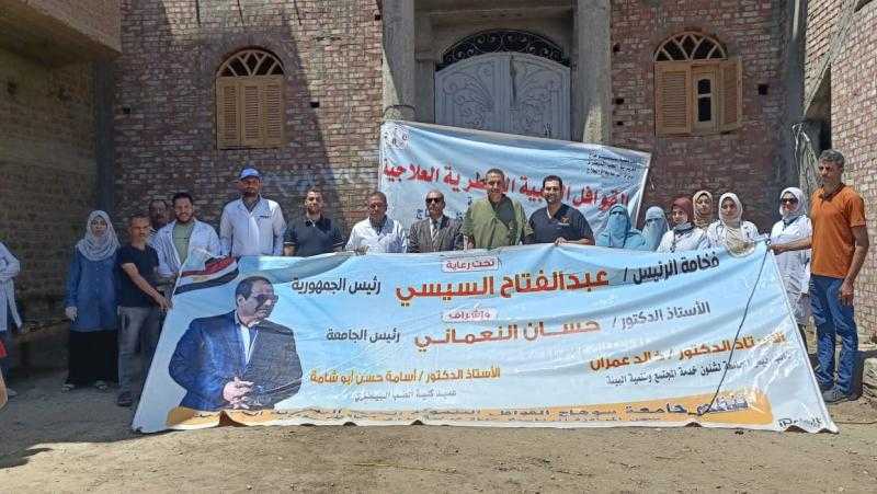 كلية الطب البيطري بجامعة سوهاج تواصل اطلاق قوافلها الطبية وتعالج ٩٧٥ حيوان بقرية اولاد مامن