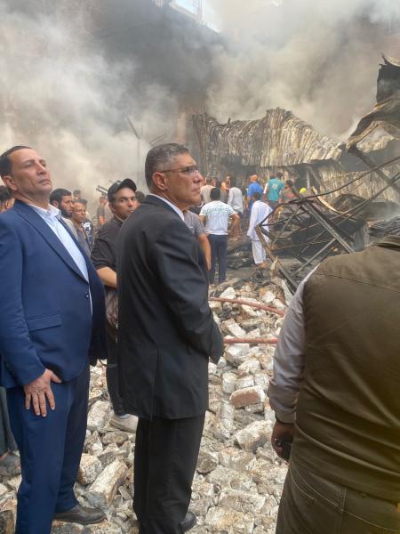 حريق هائل داخل مخزن دهانات بمنطقة البراجيل بالجيزة