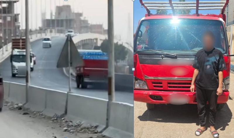 ضبط سائق سيارة نقل سار عكس الاتجاه أعلى كوبري جنجرة بالقليوبية