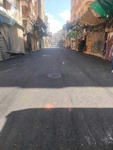الانتهاء من أعمال الرصف السطحية بشارع 99 بداية من شارع الأمين حتي شارع محمد علي بنطاق حي المناخ والعرب ببورسعيد