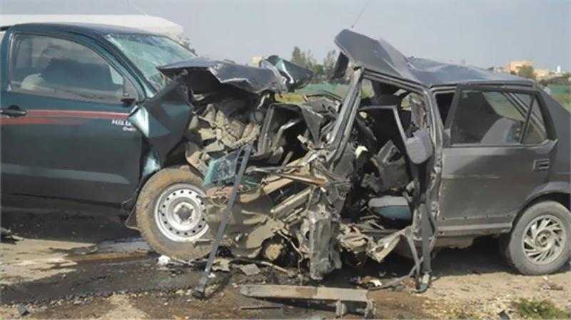 إصابة 5 أشخاص في حادث تصادم مروع بين 4 سيارات على الطريق الزراعي ببنها