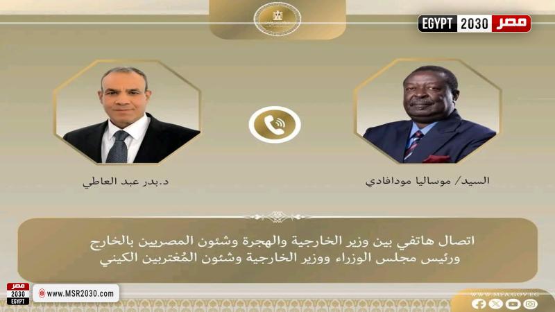 اتصال هاتفي بين د. بدر عبد العاطي وزير الخارجية والدكتور موساليا مودافادي