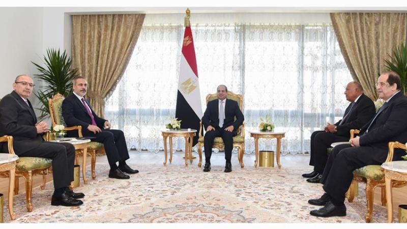 لقاء السيسي ووزير خارجية تركيا