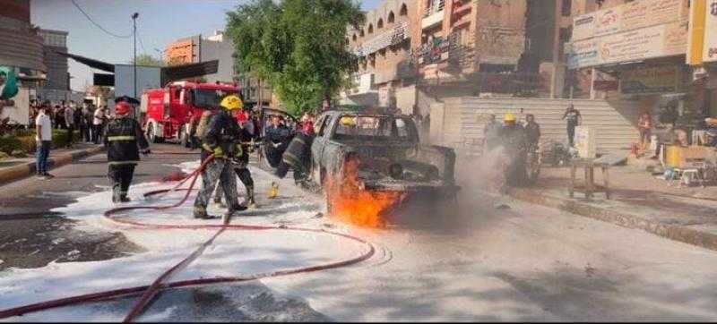 السيطرة على حريق سيارة ربع نقل محملة بأسطوانات أكسجين داخل مصلحة الكيمياء بقصر النيل