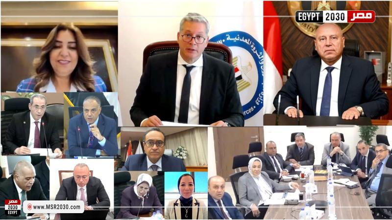 وزير الصناعة والنقل ووزير البترول ووزيرة التنمية المحلية