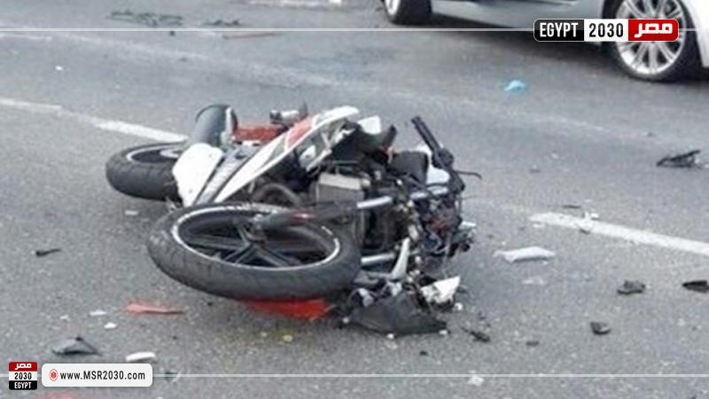 انقلاب دراجة نارية ببني سويف