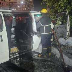 السيطرة على حريق ميكروباص بشارع طرح البحر في بورسعيد