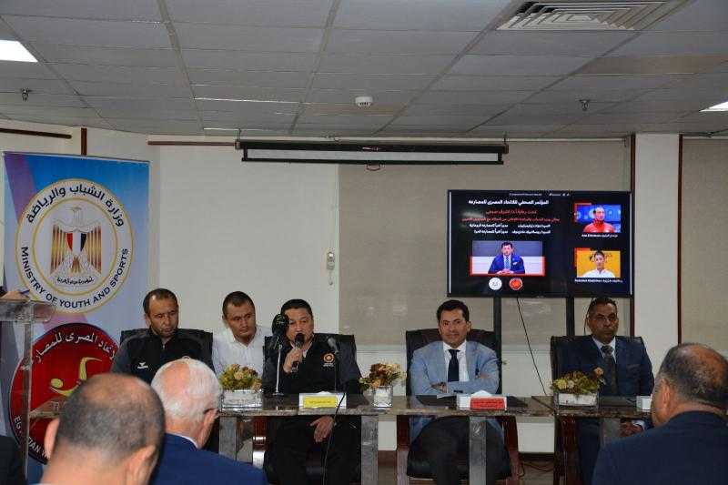 وزير الشباب والرياضة يشهد المؤتمر الصحفي للاتحاد المصري للمصارعة للإعلان عن التعاقد مع المديرين الفنيين الاجانب