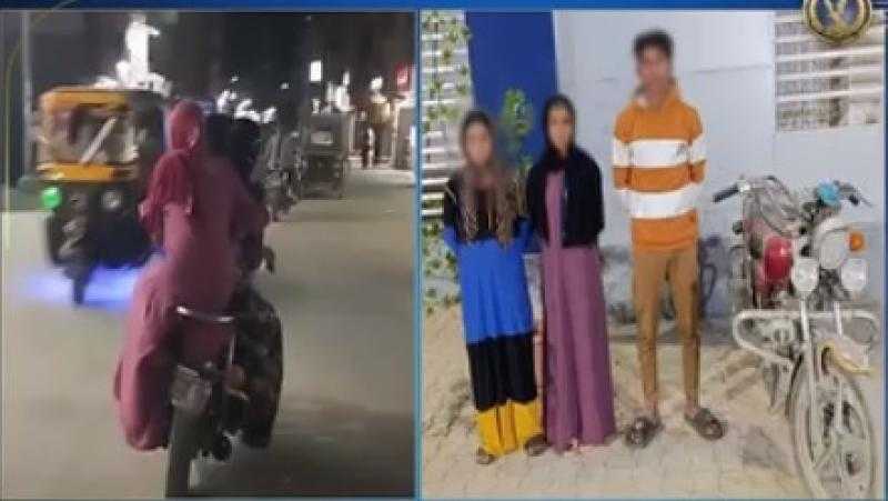 كشف ملابسات فيديو لسائق دراجة نارية يستعرض برعونة برفقة فتاتين بسوهاج