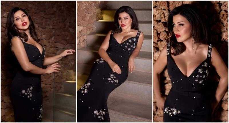 سعره 200 ألف جنيه..جومانا مراد بفستان أسود مرصع بكريستالات