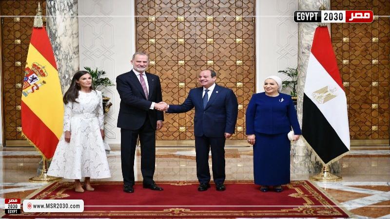  الرئيس عبدالفتاح السيسي وقرينته يستقبلان ملك وملكة إسبانيا بقصر الاتحادية