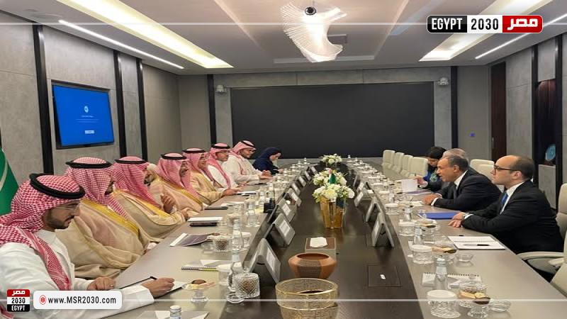 وزير الخارجية خلال لقائه بوزير الصناعة السعودي
