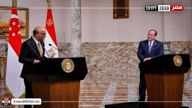 الرئيس عبد الفتاح السيسي خلال المؤتمر الصحفي مع نظيره السنغافوري
