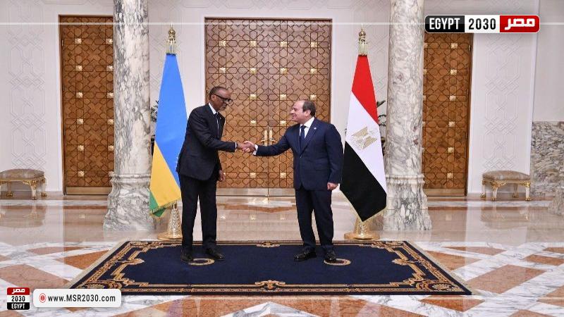 الرئيس عبد الفتاح السيسي خلال لقاءه بالرئيس بول كاجامي رئيس جمهورية رواندا