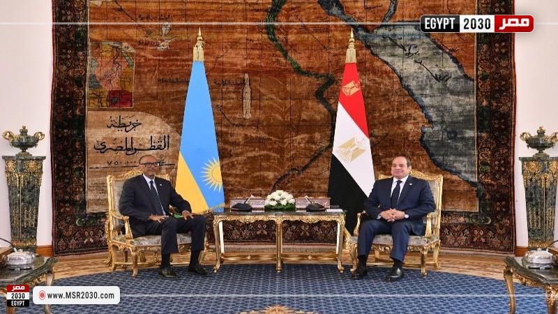 الرئيس عبد الفتاح السيسي خلال لقاءه بالرئيس بول كاجامي رئيس جمهورية رواندا