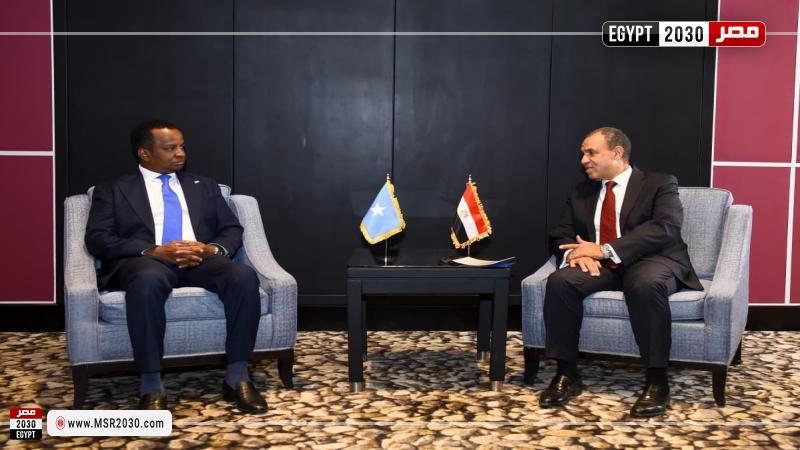 لقاء د. بدر عبد العاطي وزير الخارجية والهجرة وشئون المصريين بالخارج بعبدالسلام عبدي علي