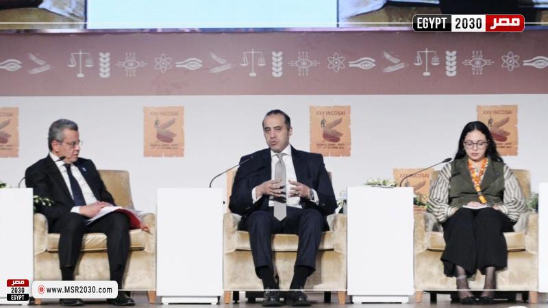 المستشار محمود فوزي وزير الشؤون النيابية والقانونية والتواصل السياسي بالجلسة النقاشية