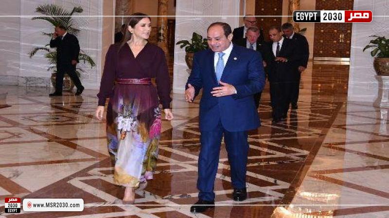 الرئيس عبد الفتاح السيسي يستقبل ملكة الدنمارك