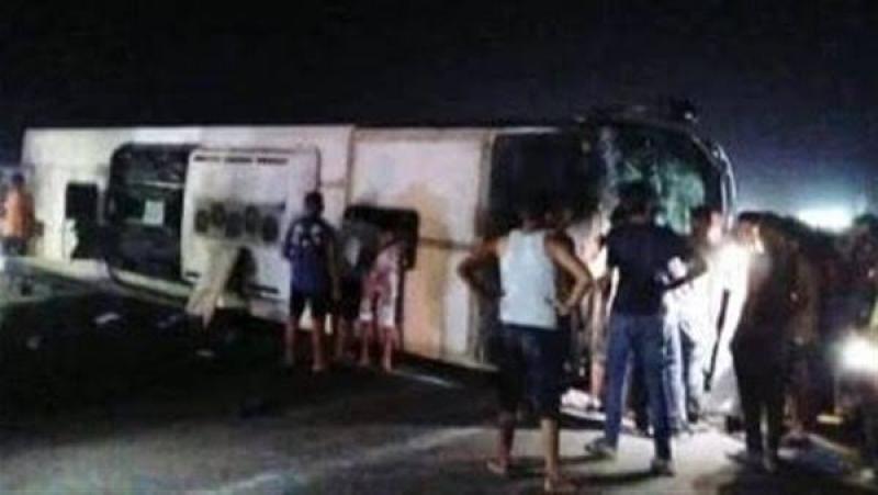 إصابة 8 أشخاص في انقلاب أتوبيس بحلوان