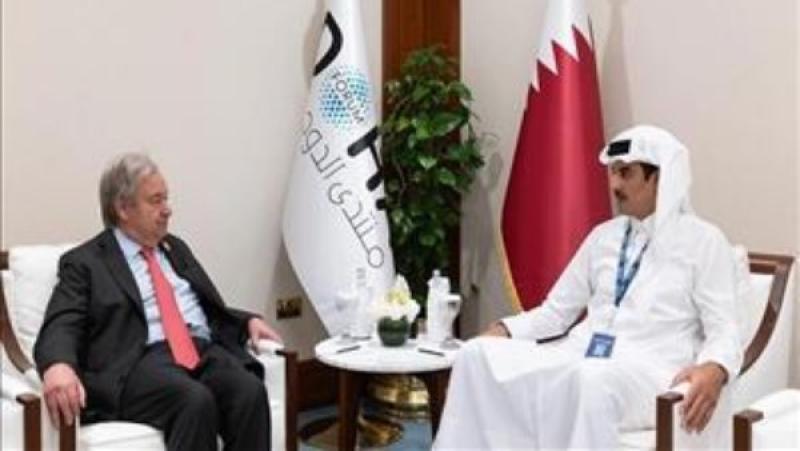 أمير قطر وأمين الأمم المتحدة 