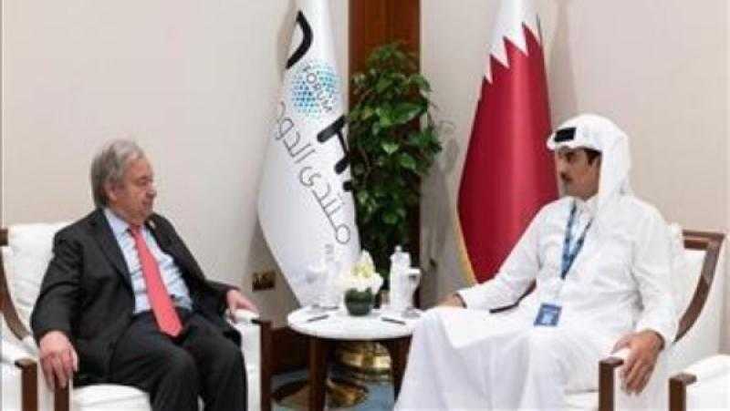 أمير قطر وأمين الأمم المتحدة يبحثان القضايا الإقليمية والدولية ذات الاهتمام المشترك