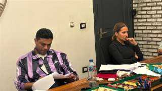 نيللي كريم وشريف سلامة في بروفات الطاولة النهائية لمسلسل ”أنا” لرمضان 2026