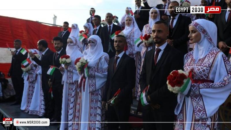 حفل زفاف جماعي لـ 54 شابا فلسطينيا بـ خان يونس